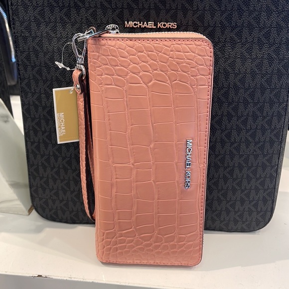 Michael Kors Large Jet Set Travel Continental Wristlet Phone Holder Case Wallet - Picture 5 of 16